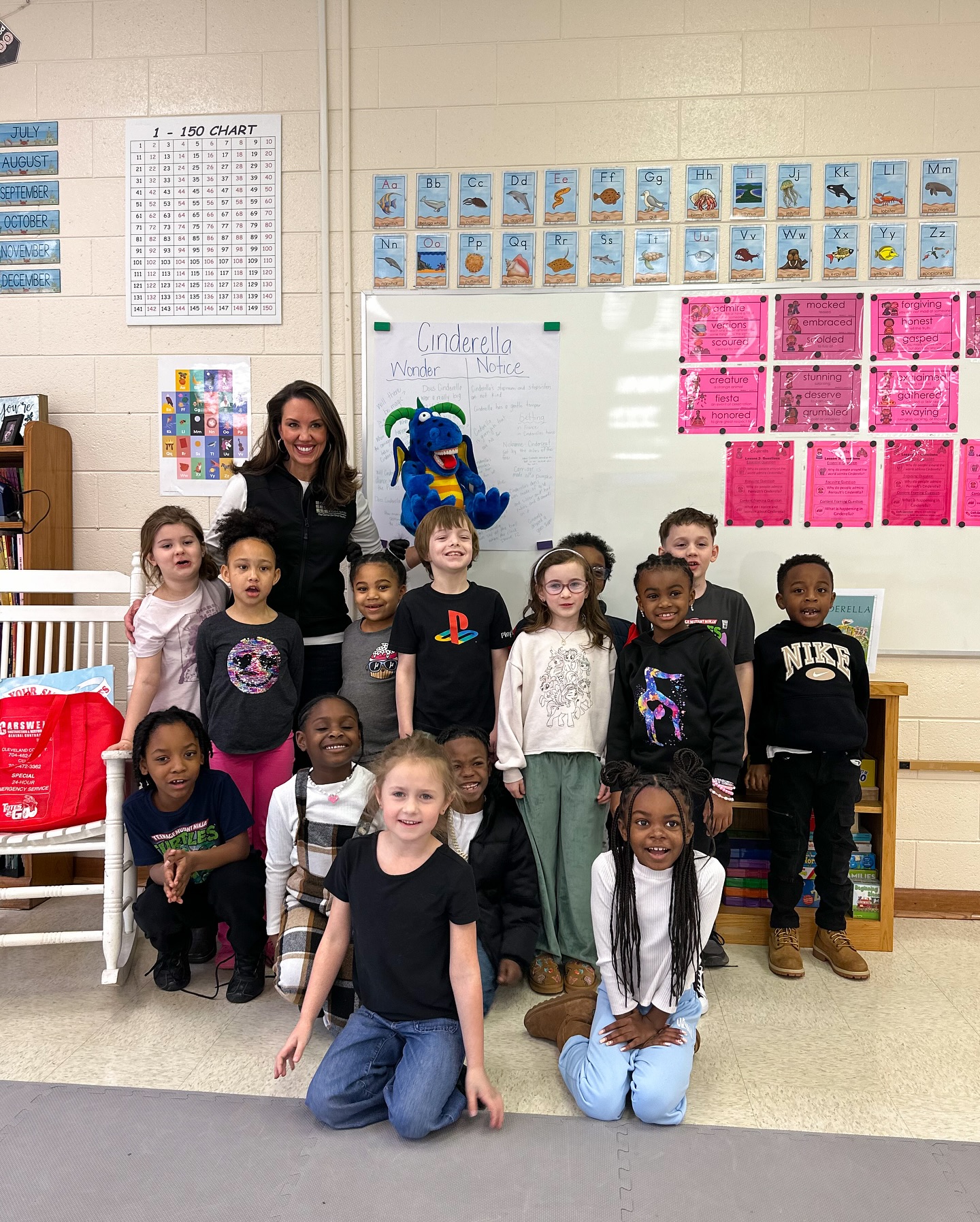 Dr. Karner with Jefferson Elementary School class in Shelby, NC